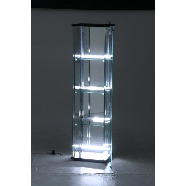 不二貿易 ガラスコレクションケース 4段 背面ミラー LED 幅425×奥行365 