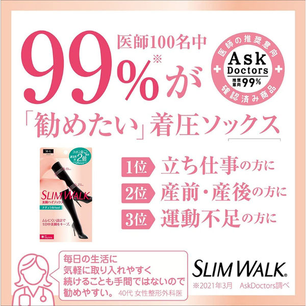 SLIMWALK（スリムウォーク） 美脚ハイソックスナチュラルfeel MLサイズ