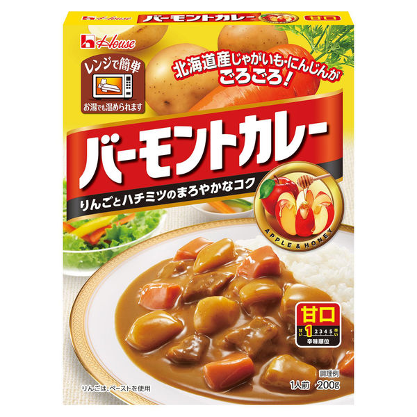 ハウス食品 バーモントカレー 甘口 200g 1セット（3個） レンジ対応 レトルト - アスクル