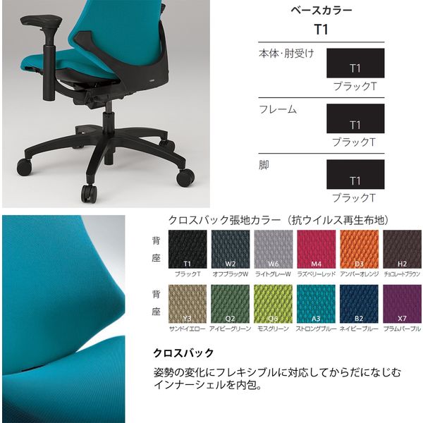 設置込】イトーキ エフチェア ハイバック 布張り 可動肘 樹脂脚