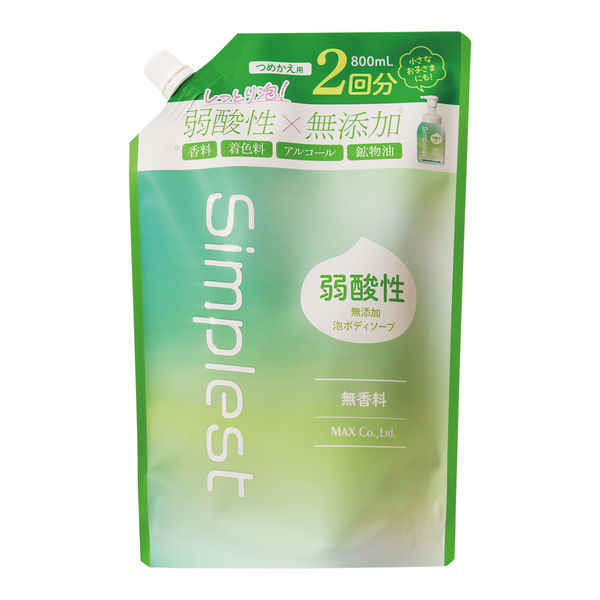 Simplest 弱酸性 泡ボディソープ 詰替 800mL マックス 【泡タイプ
