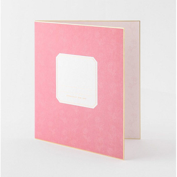 デザインフィル カラー色紙 二つ折り 寄せ書きシール・封筒付き ピンク 
