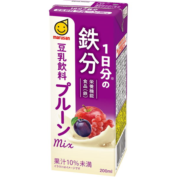 マルサンアイ 1日分の鉄分 豆乳飲料 プルーンmix 200ml 1箱（24本入 