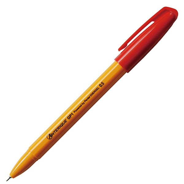 アンテリック ゲルインクボールペン 0.5mm オレンジ軸 赤 GP1-5R 2本 