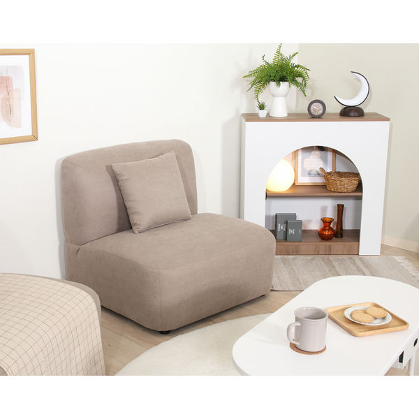 不二貿易 Chamill 1人掛けソファ 幅800mm グレージュ 41307 1台（直送