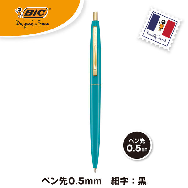 油性ボールペンノック式 クリックゴールド細字 0.5mm 黒 ティール