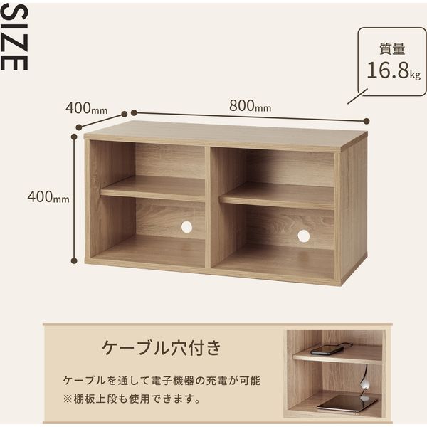 アスカ 組立式 木製収納ボックス ワイド 扉なし SB980 1台（直送品