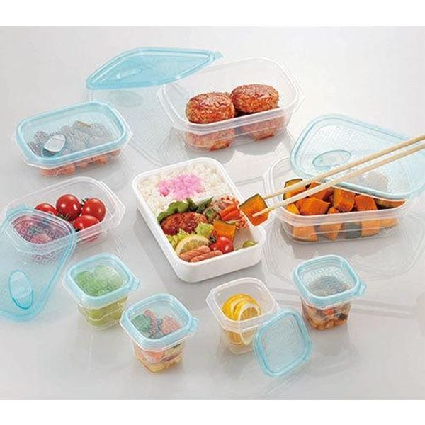 竹型冷麦容器 グリーン・ブルー 10個セット カクセー クリアブルーコンテナ ワンタッチ 10PCS CB-10PC 1個（直送品