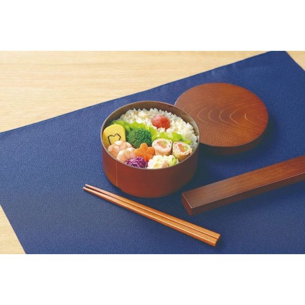 カクセー 曲げわっぱ風弁当箱 丸型 箸と箸ケースのセット TW-12