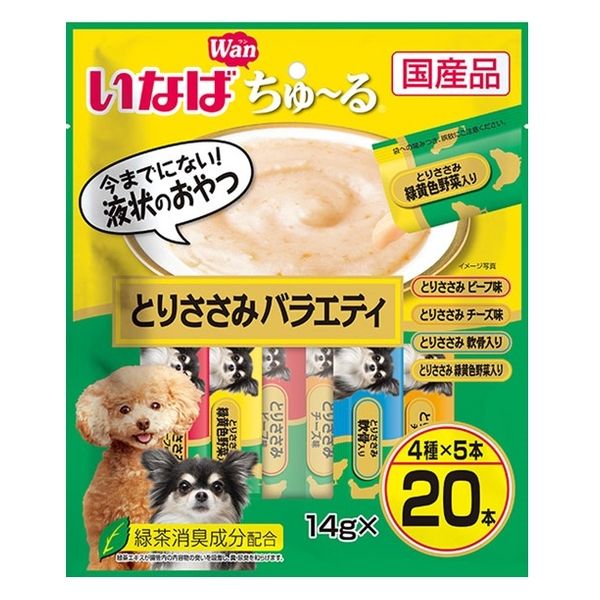 いなば ちゅ～る 犬 とりささみバラエティ 国産 14g×20本 1セット（1袋×3）ちゅーる 犬用 ウェット - アスクル