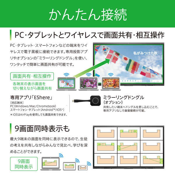 アイリスオーヤマ 電子黒板 65インチ 教育施設向け インタラクティブボード IB-65UHD02B 1台（直送品） - アスクル