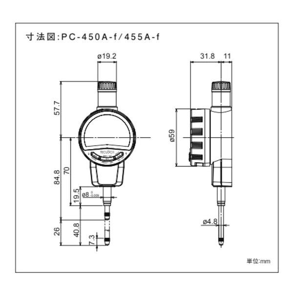 テクロック デジタルインジケータPCシリーズ PCー450Aーf PC-450A-f 1