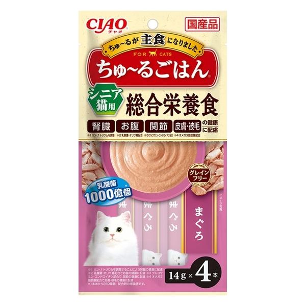 いなば CIAO チャオ ちゅ～るごはん 猫 総合栄養食 まぐろ 国産（14g×4本）1セット（1袋×10）キャットフード - アスクル