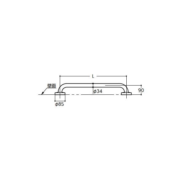 エスコ φ34mm/90x 800mm ステンレス製手すり EA951EL-535 1個（直送品