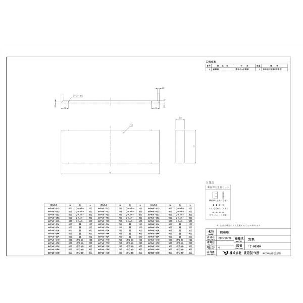 渡辺製作所 前幕板 WPMFー62K ブラック 1個（直送品） - アスクル