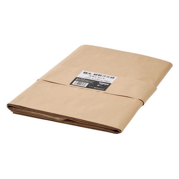 【新品】（まとめ）クラフトマン特大紙製ゴミ袋（ヒモ付き片貼り）クラフト HKT-058 1パック（3枚）【×10セット】