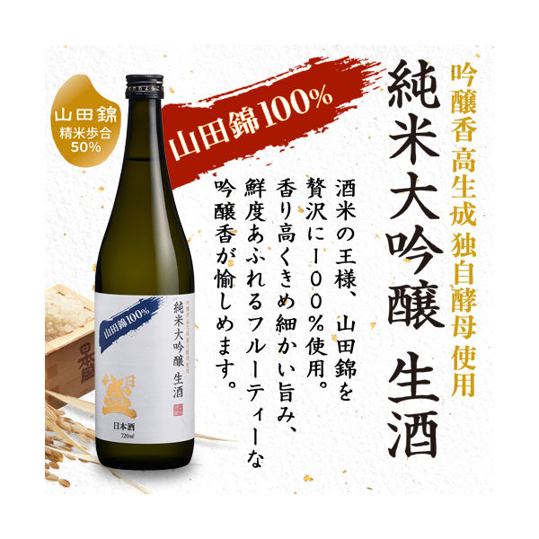 日本酒 日本盛 純米大吟醸生酒 山田錦 720ml 1本 - アスクル