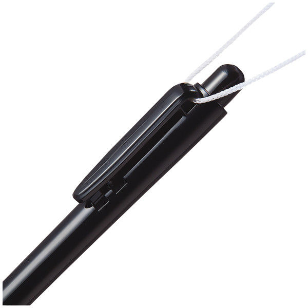 アスクル ノック式油性ボールペン 通し穴付き 0.7mm 黒軸 黒インク 50