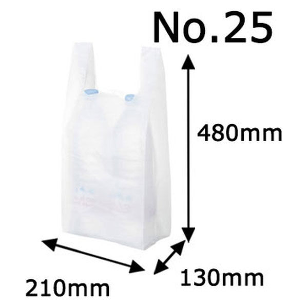 国産レジ袋 乳白 25号 1袋（100枚入） 福助工業 オリジナル - アスクル