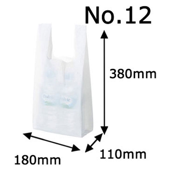 国産レジ袋 乳白 12号 1箱（1000枚：100枚入×10袋） 福助工業