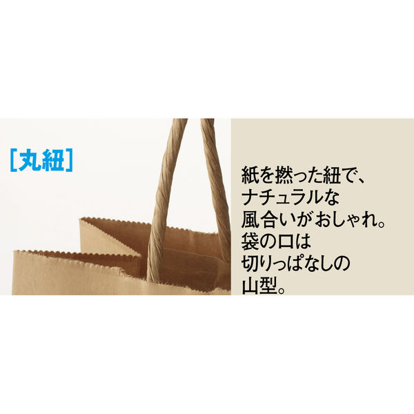 丸紐 クラフト紙手提袋ベーシック 200×250×120 茶 1セット（900枚：300