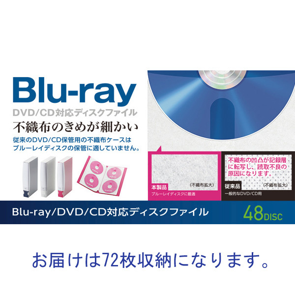 エレコム CD/DVD/Blu-ray対応ファイルケース 72枚収納 青 CCD-FB72BU - アスクル