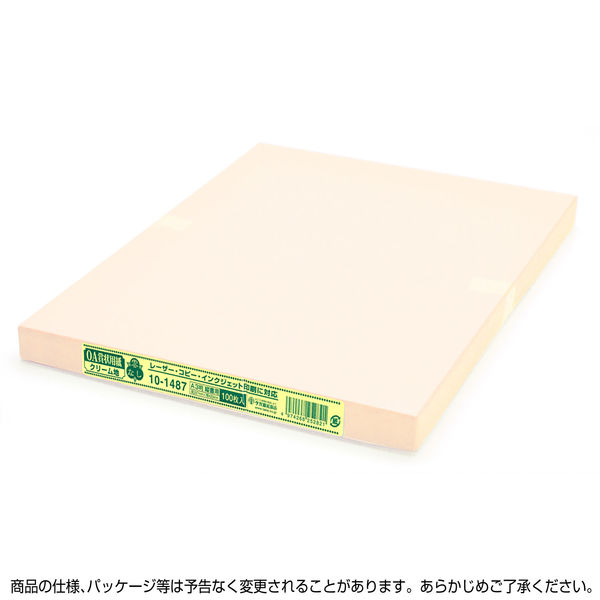 ササガワ タカ印 OA賞状用紙 雲なし A3横型タテ書き用 クリーム 10