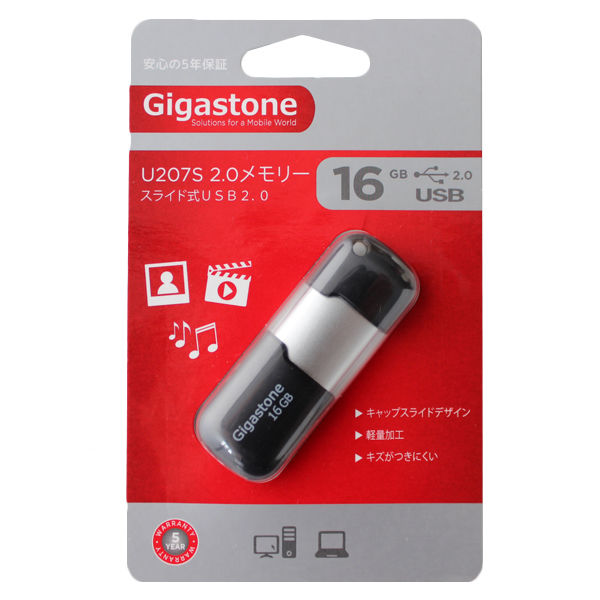 【アウトレット】USB2.0スライド式USBメモリー １６ＧＢ GJU216GSLJ 1個 Gigastone　USBフラッシュメモリ