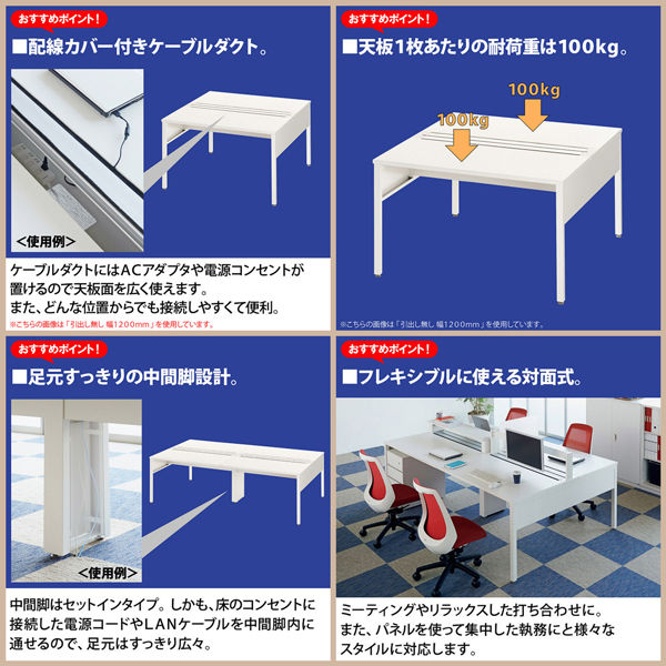 イトーキ サリダLFデスク フリーアドレスデスク 引出し無し ホワイト 幅4800×奥行1400×高さ720mm 1台（12梱包） - アスクル