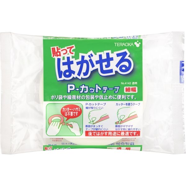 寺岡製作所 クロステープ P-カットテープ No.4142 幅18mm×長さ25m 透明