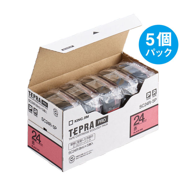 テプラ TEPRA PRO【純正】テープ スタンダード 幅24mm 赤ラベル(黒文字