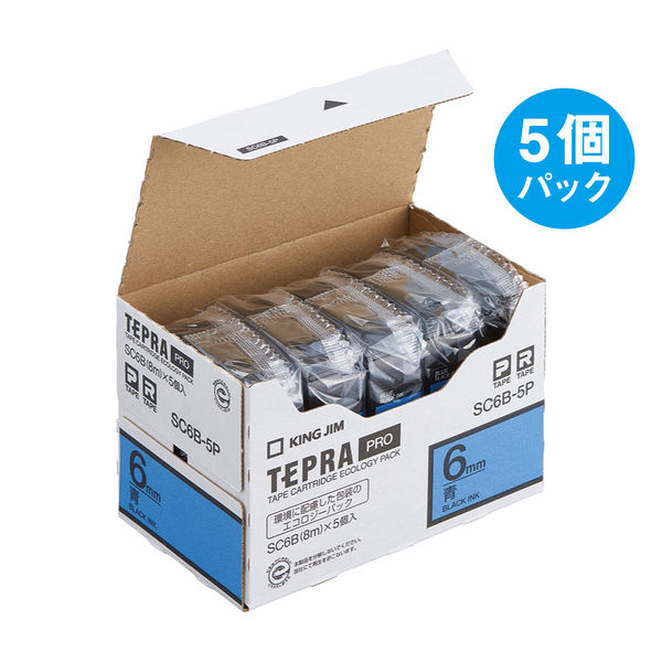 たぬき 希少 PRO【純正】テープ TEPRA テプラ スタンダード 青ラベル 幅6mm ラベルライター