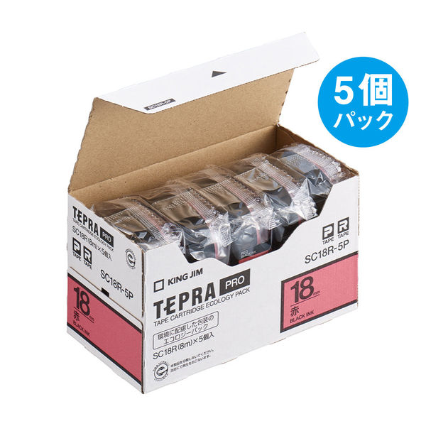 テプラ TEPRA PROテープ スタンダード 幅18mm 赤ラベル(黒文字) SC18R