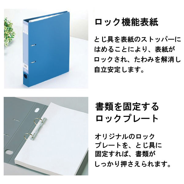 セキセイ ロックリングファイル D型2穴 A4タテ 背幅67mm ブルー F-552 