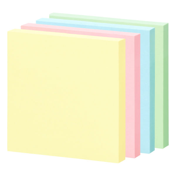 アスクル ふせん 貼ってはがせるオフィスのノート 75×75mm パステル 