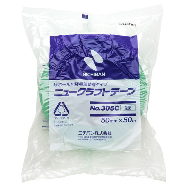 ガムテープ】 ニュークラフトテープ No.305C 緑 幅50mm×長さ50m ガムテープ】 ニュークラフトテープ No.305C 緑 幅50mm×長さ50m