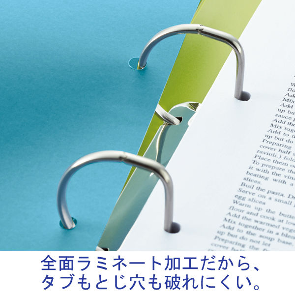 全面ラミネートカラーインデックス2穴 A4タテ 5山 10組 アスクル