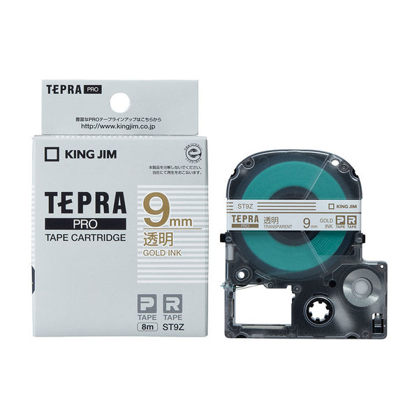 テプラ TEPRA PROテープ スタンダード 幅9mm 透明ラベル(金文字) ST9Z 1個 キングジム
