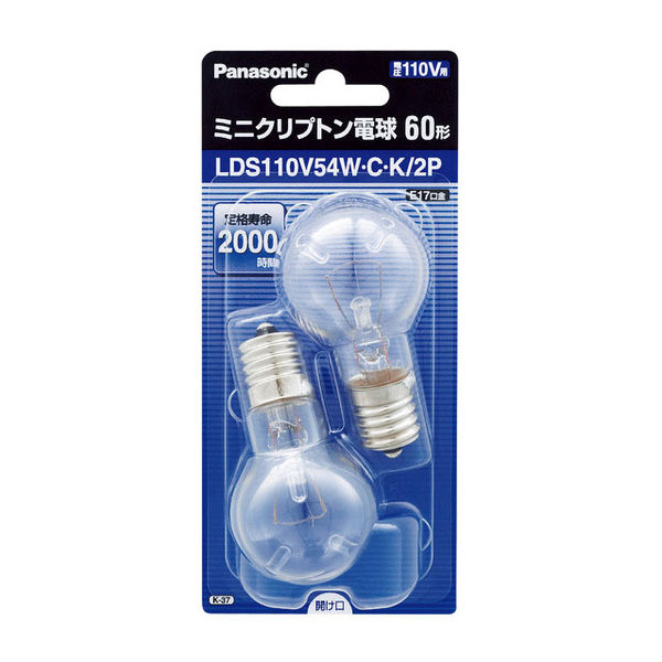 パナソニック ミニクリプトン電球 60形 クリア/電球色 （110V） LDS110V54WCK2P 1箱（10個入） - アスクル