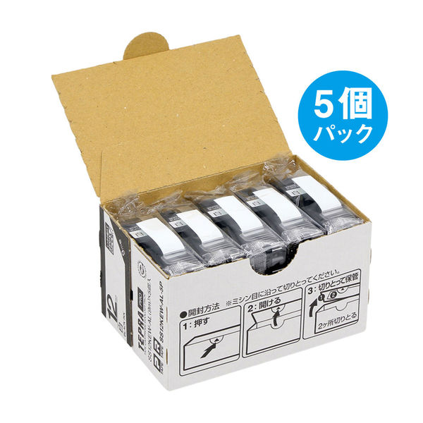 テプラ TEPRA PROテープ しっかりはれてはがせる 幅12mm 白ラベル(黒文字文字) SS12KEW-AL-5P 5個 - アスクル