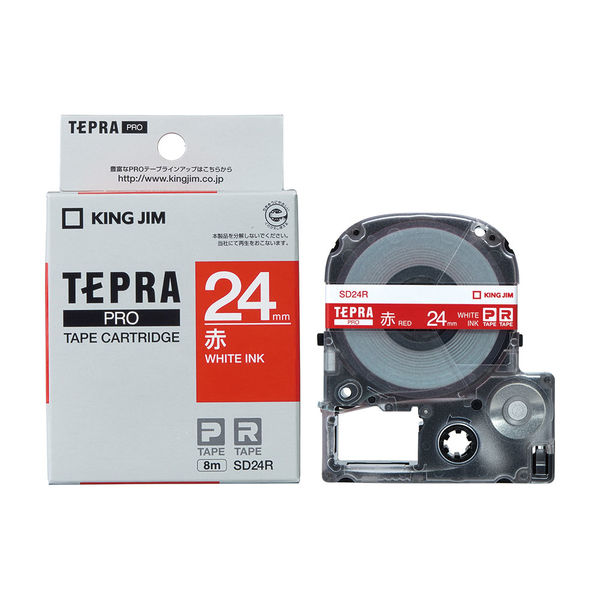 テプラ TEPRA PROテープ スタンダード 幅24mm ビビッド 赤ラベル(白