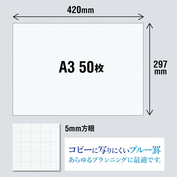 オキナ プロジェクトペーパー A3ヨコ 5mm方眼 1冊 - アスクル