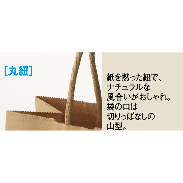 丸紐 クラフト紙手提袋ベーシック 200×250×120 茶 1袋（50枚入