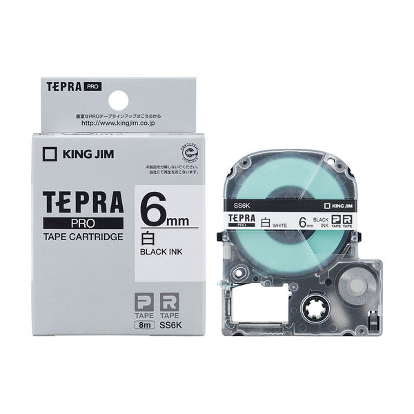 テプラ TEPRA PROテープ スタンダード 幅6mm 白ラベル(黒文字) SS6K 1 