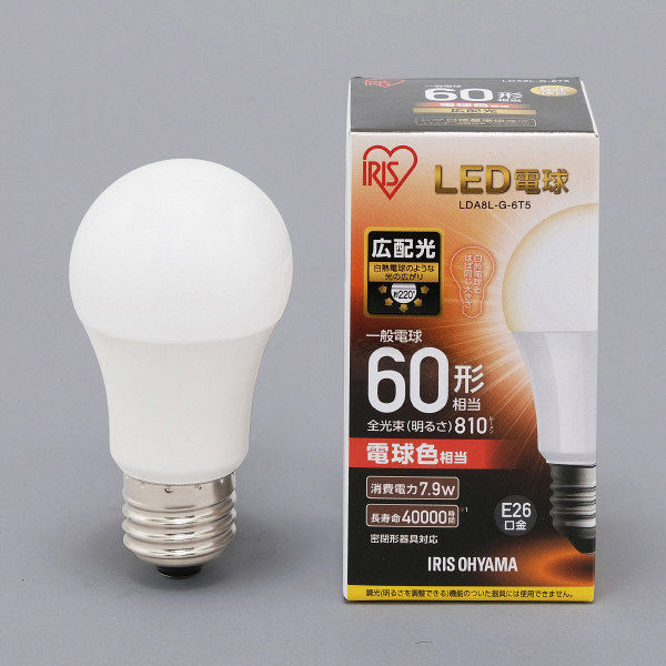 アイリスオーヤマ LED電球 A形(一般電球) E26 60W相当 電球色 アイリスオーヤマ LED電球 A形(一般電球) E26 60W相当 電球色
