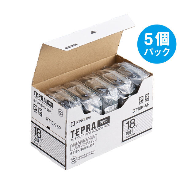 テプラ TEPRA PROテープ スタンダード 幅18mm 透明ラベル(黒文字