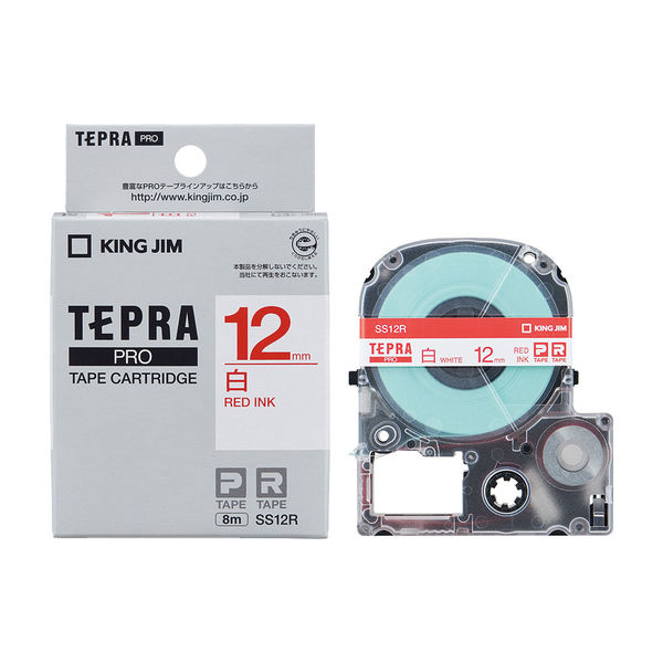 テプラ TEPRA PROテープ スタンダード 幅12mm 白ラベル(赤文字) SS12R