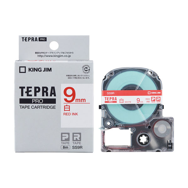 テプラ TEPRA PROテープ スタンダード 幅9mm 白ラベル(赤文字) SS9R 1