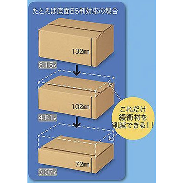 底面B3】 容量可変ダンボール（浅型タイプ） B3×高さ162～72mm 1セット ...