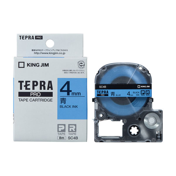 テプラ TEPRA PROテープ スタンダード 幅4mm パステル 青ラベル(黒文字